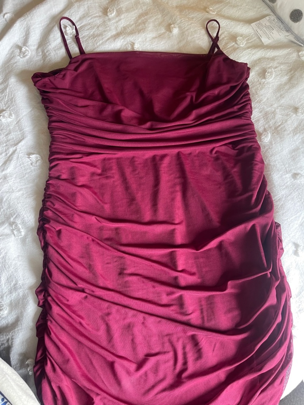 Express Burgundy Ruched  Dress with slip